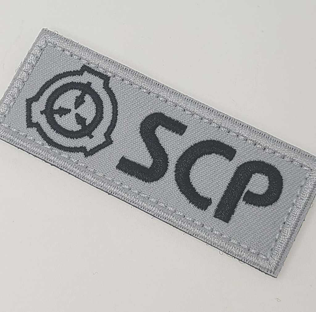 ミリタリー刺繍ワッペン ベルクロ仕様/SCPマーキング風 Sサイズ ホワイト  SCP財団 サバイバルゲーム