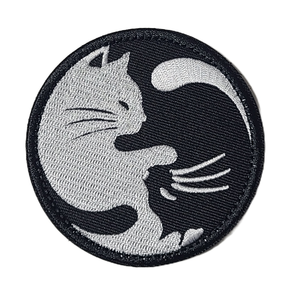 ミリタリーワッペン 白黒猫(太極図風) ベルクロ仕様