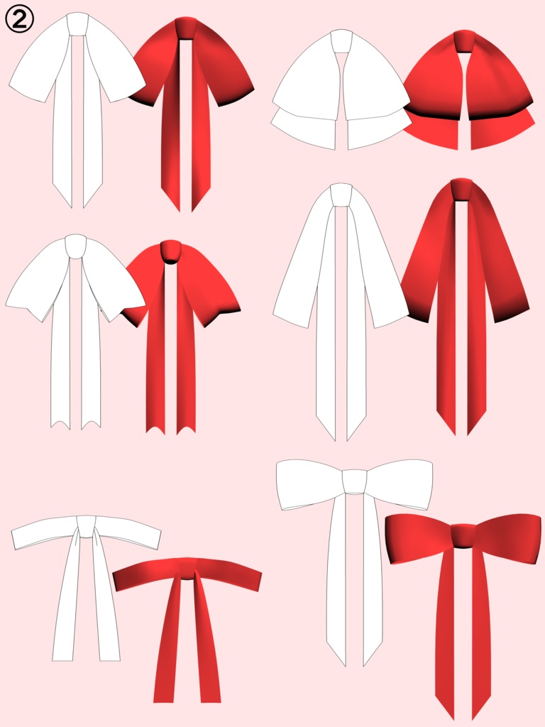 リボン43種+パーツ3種(BOOTH限定)