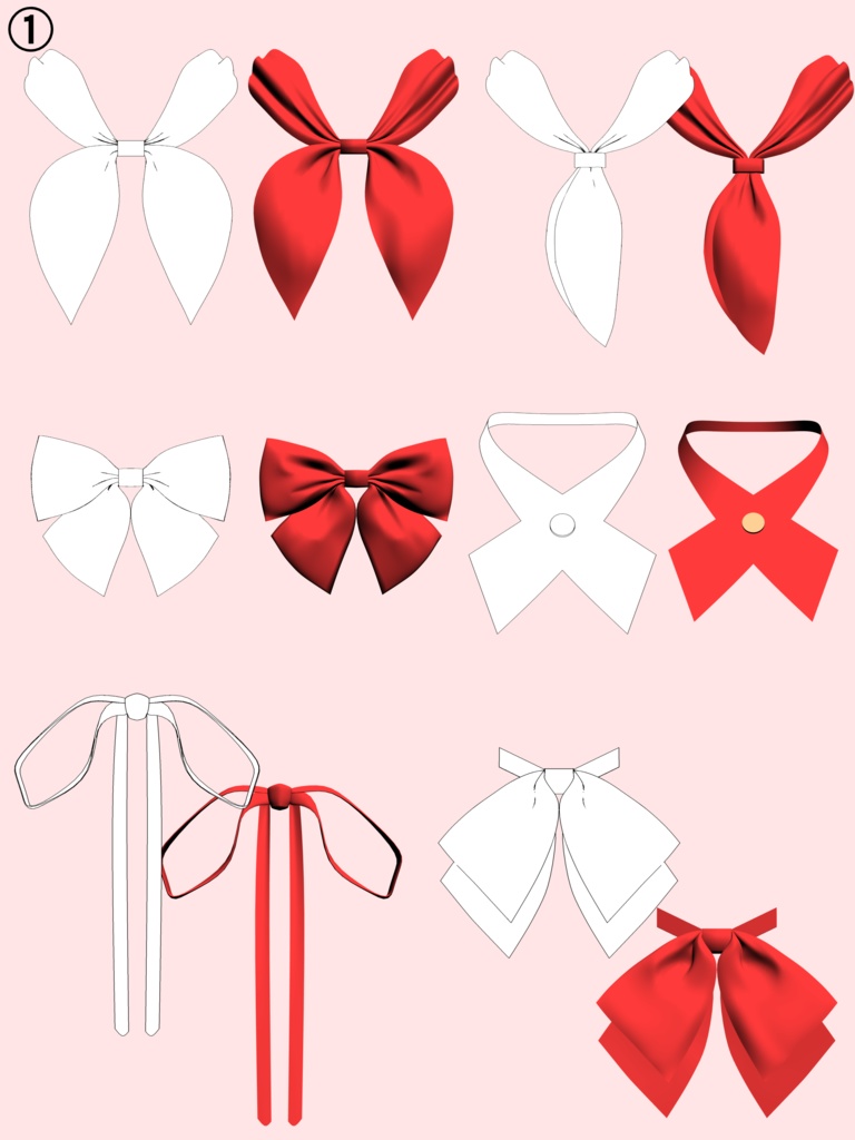 リボン43種+パーツ3種(BOOTH限定)