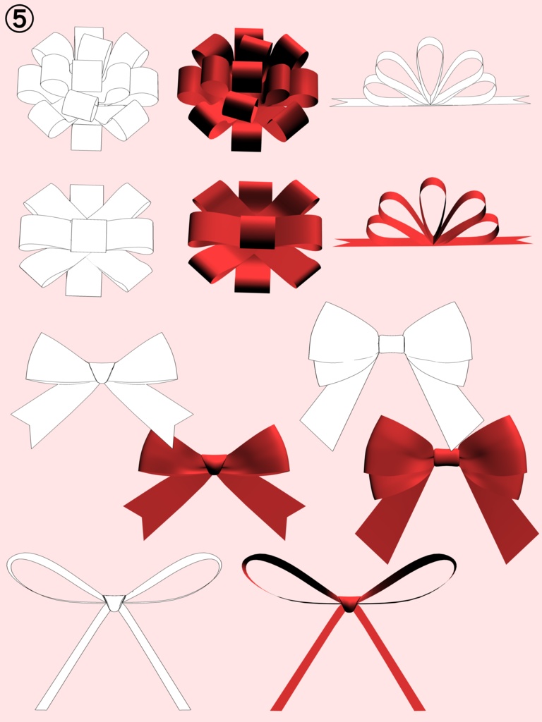 リボン43種+パーツ3種(BOOTH限定)