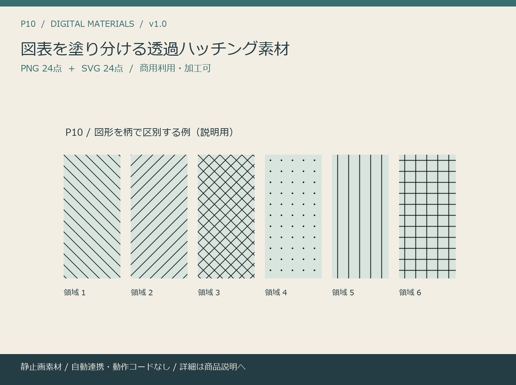 図表を塗り分ける透過ハッチング素材