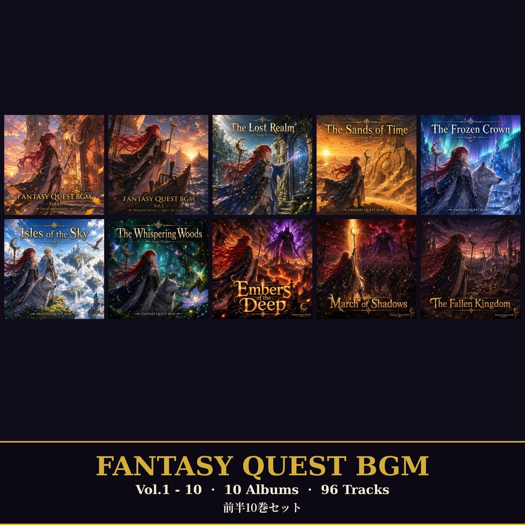 【セット割】Fantasy Quest BGM Vol.1-10 セット (10アルバム・全96曲・WAV+MP3同梱・商用利用OK)