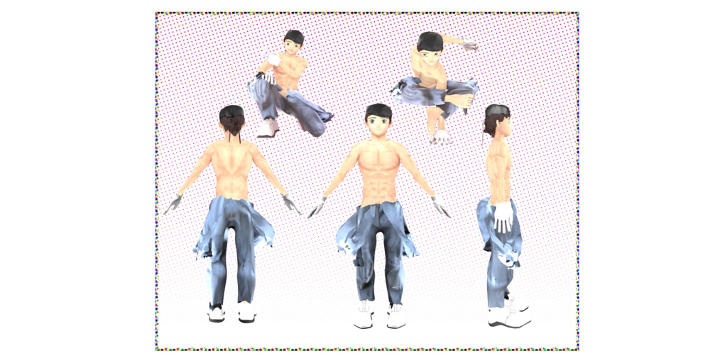 「VRC用オリジナ3Dモデル『ラフ』・ 力を入れた時の筋肉の『締まルり』システム」VRC Avatar Raph + Muscle Flex system