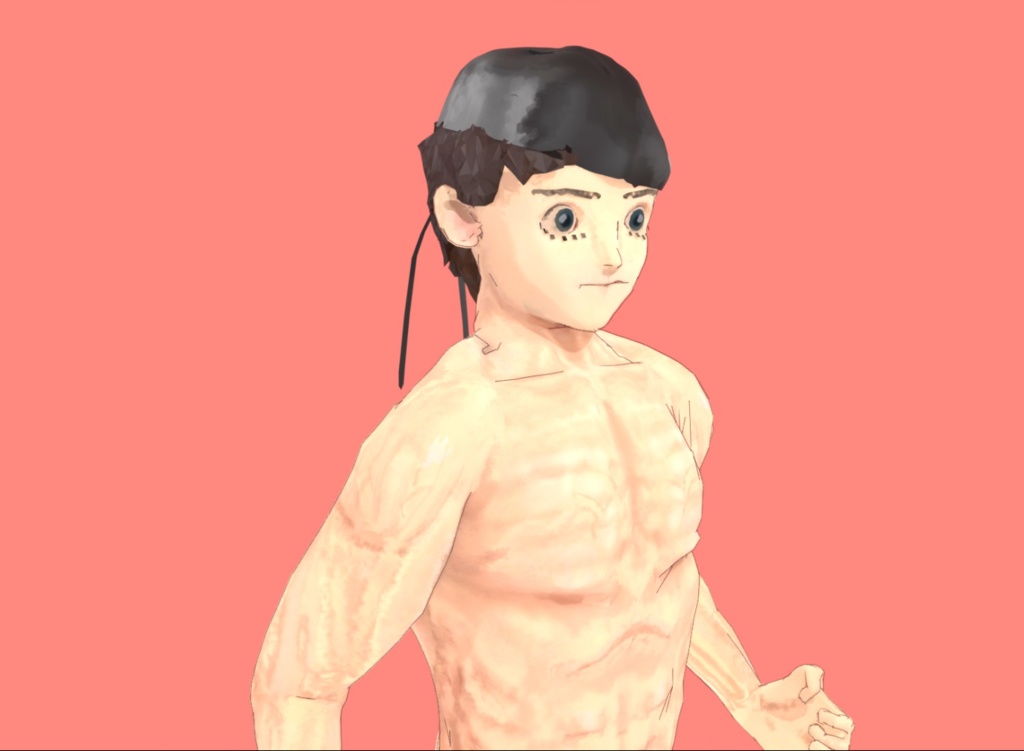 「VRC用オリジナ3Dモデル『ラフ』・ 力を入れた時の筋肉の『締まルり』システム」VRC Avatar Raph + Muscle Flex system