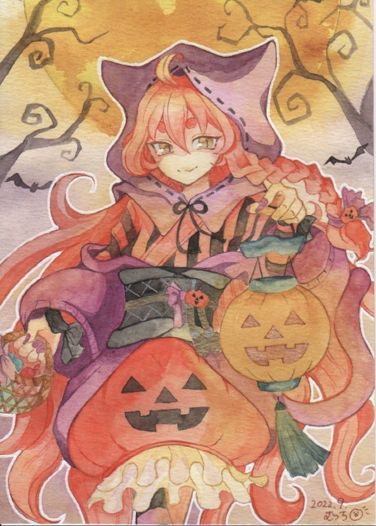 透明水彩　原画「マジックオブハロウィン」