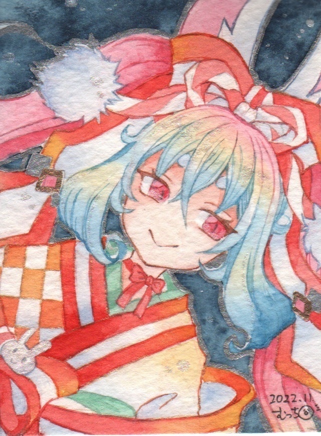 顔彩ミニ原画「うさぎちゃん🐰」