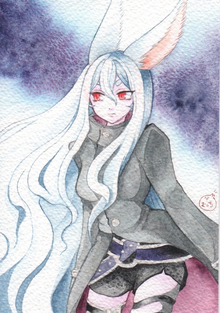 透明水彩原画 うさぎのお姉さん達