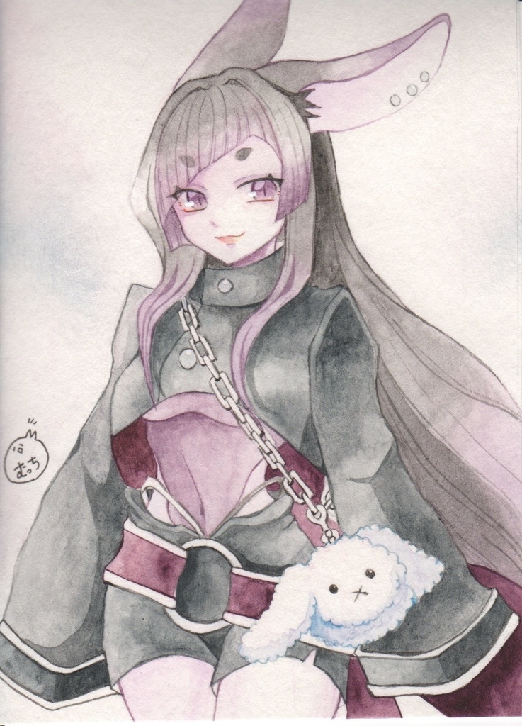 透明水彩原画 うさぎのお姉さん達