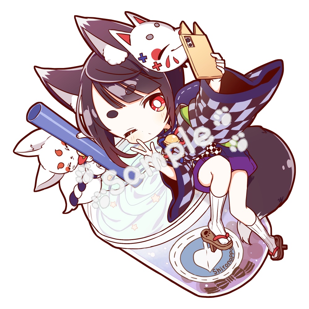 箱入りきつね男子アクリルキーホルダー タピオカドリンク しろなっぱbooth Booth