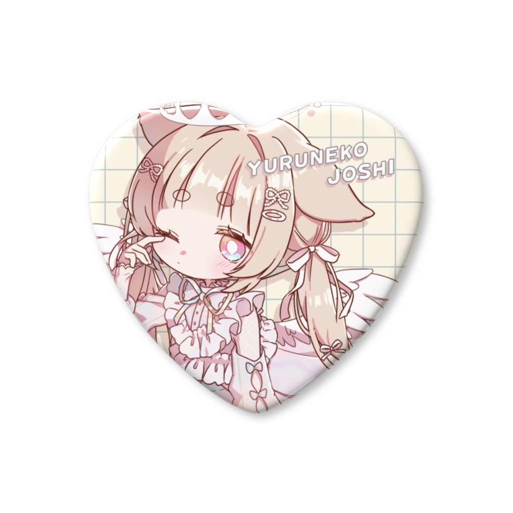 ゆるねこ女子10th　ハート缶バッジ
