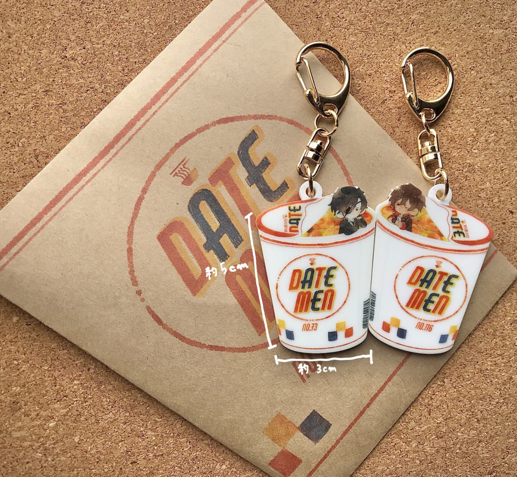 カップ麺風アクキー&伊達組おにぎり缶バッチ