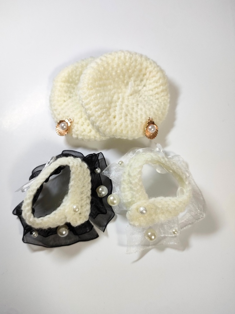 10cmぬい服 パールのケープ&ベレー帽セット