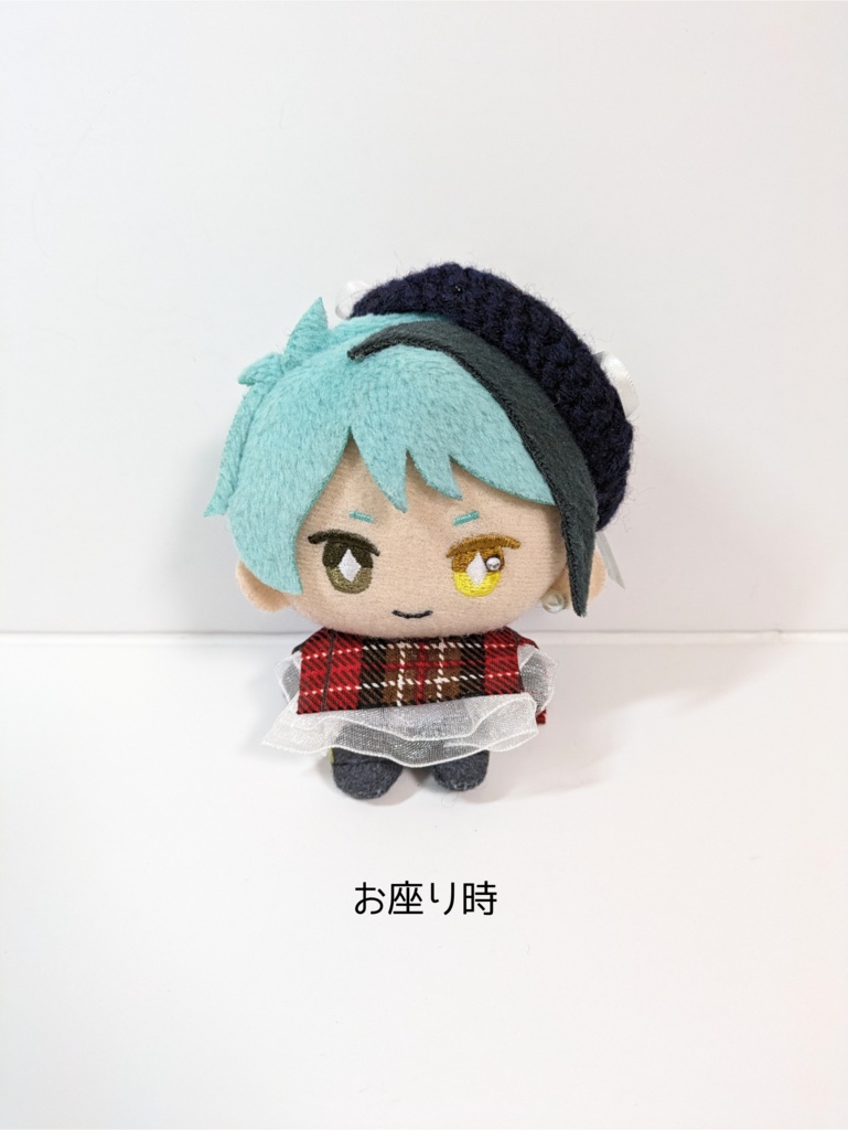 10cmぬい服 フリルチェックブラウス&リボンベレーセット