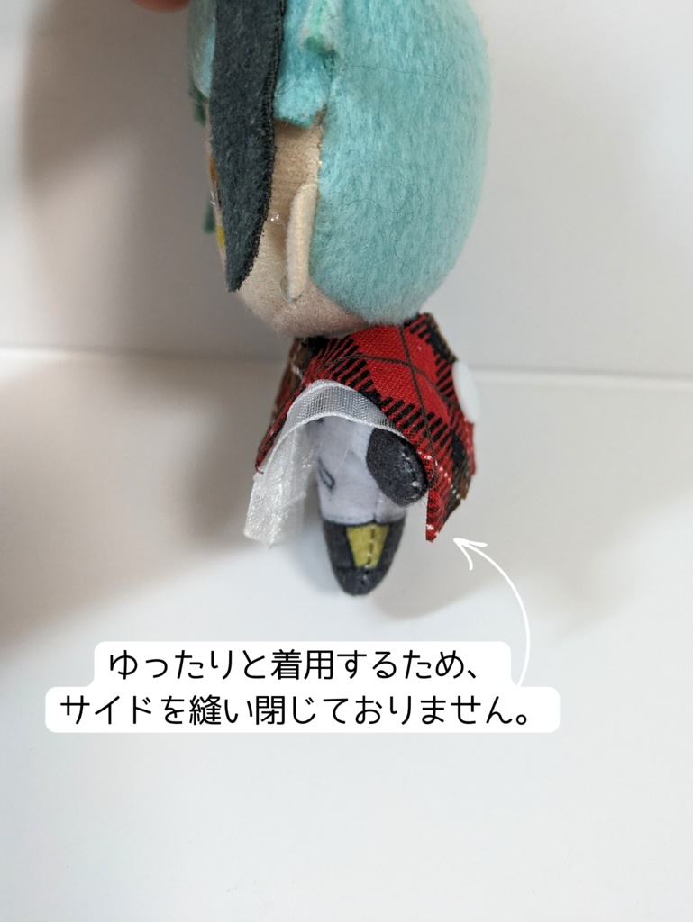 10cmぬい服 フリルチェックブラウス&リボンベレーセット