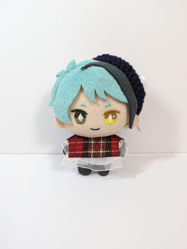 10cmぬい服 フリルチェックブラウス&リボンベレーセット