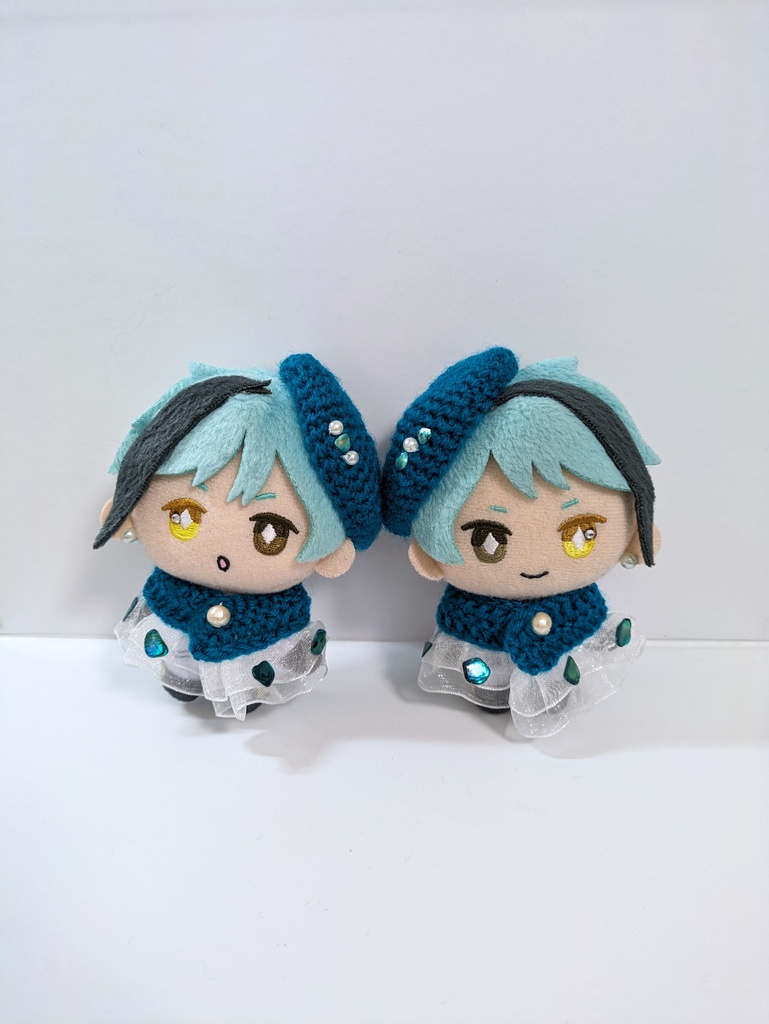 10cmぬい服 双子の人魚ケープ&ベレーセット《エメラルドシェル》