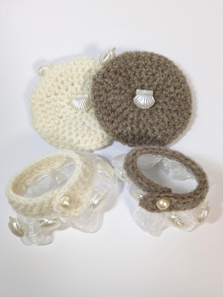 10cmぬい服 双子の人魚ケープ&ベレーセット《くすみカラー》