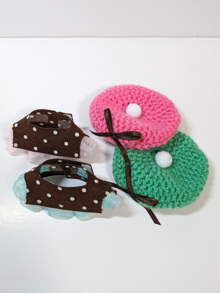 10cmぬい服 チョコレートフリルブラウス&ベレーセット