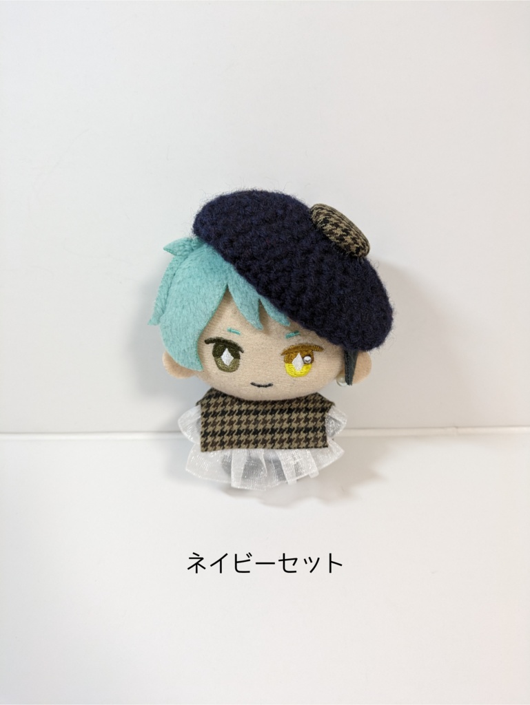 10cmぬい服 千鳥柄ボタンベレー&ブラウスセット