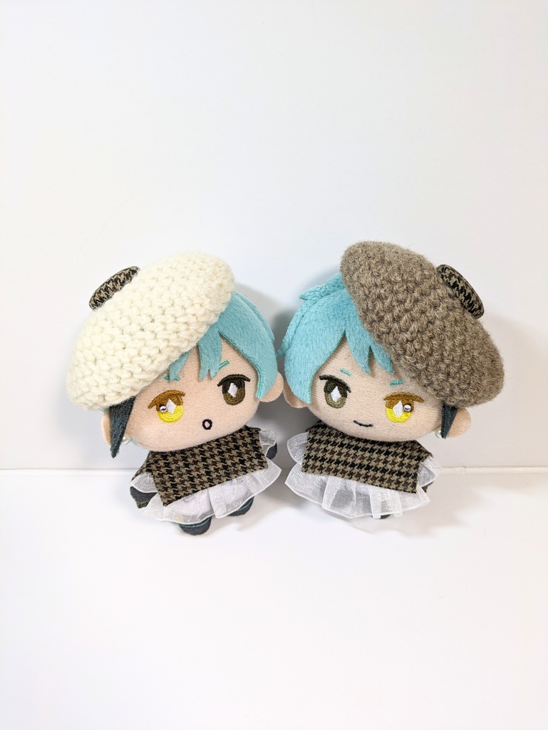 10cmぬい服 千鳥柄ボタンベレー&ブラウスセット