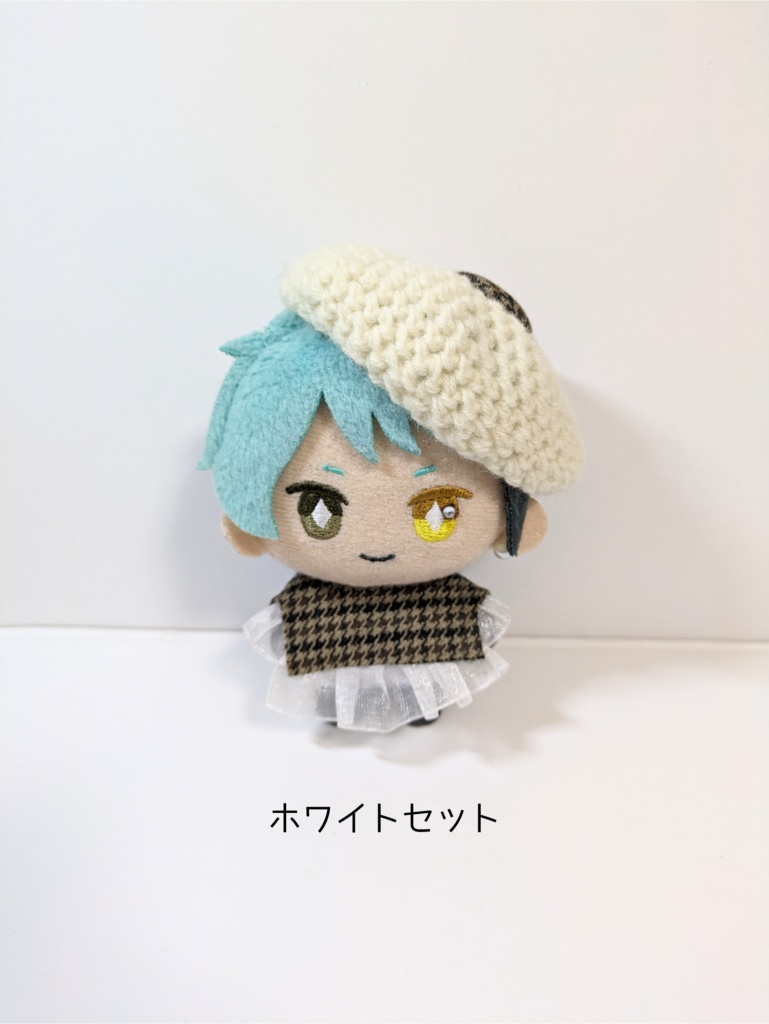 10cmぬい服 千鳥柄ボタンベレー&ブラウスセット