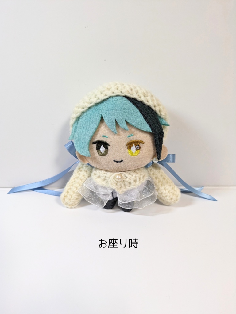 10cmぬい服 リボン付きけも耳ベレー&ケープセット うさぎ