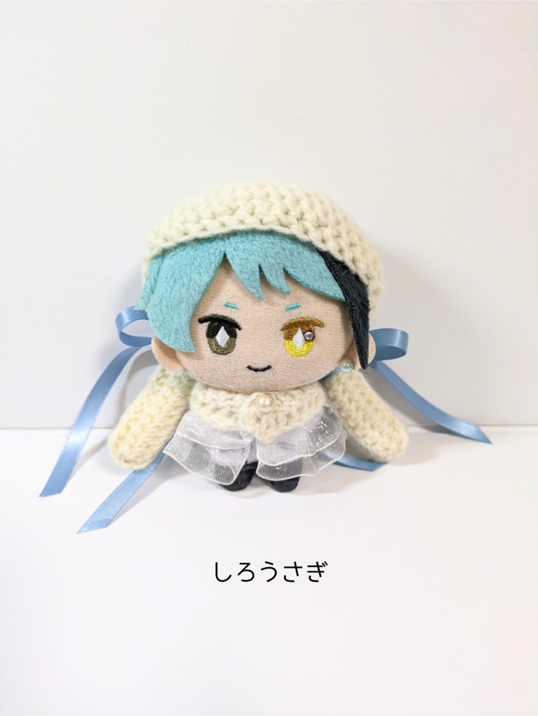 10cmぬい服 リボン付きけも耳ベレー&ケープセット うさぎ