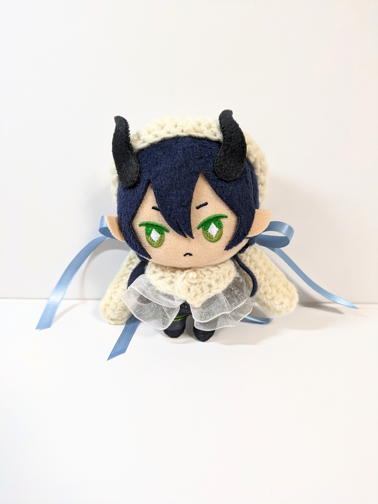 10cmぬい服 リボン付きけも耳ベレー&ケープセット うさぎ