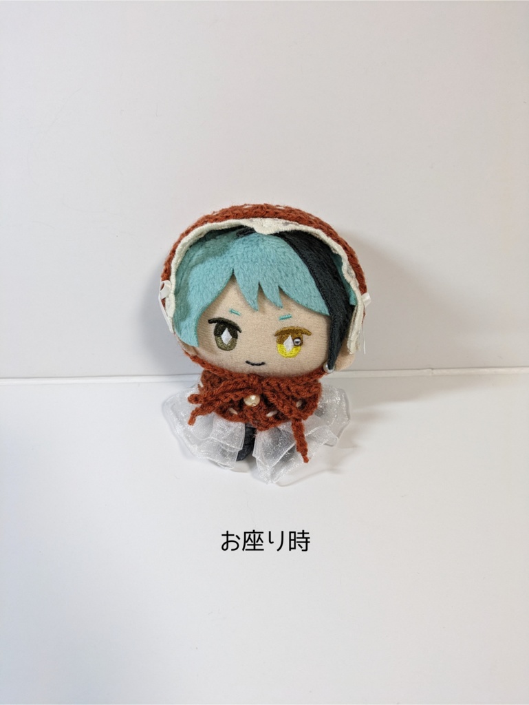 ぬい服10cm ニットヘッドドレス&ケープセット 『チュールレース・オレンジブラウン』