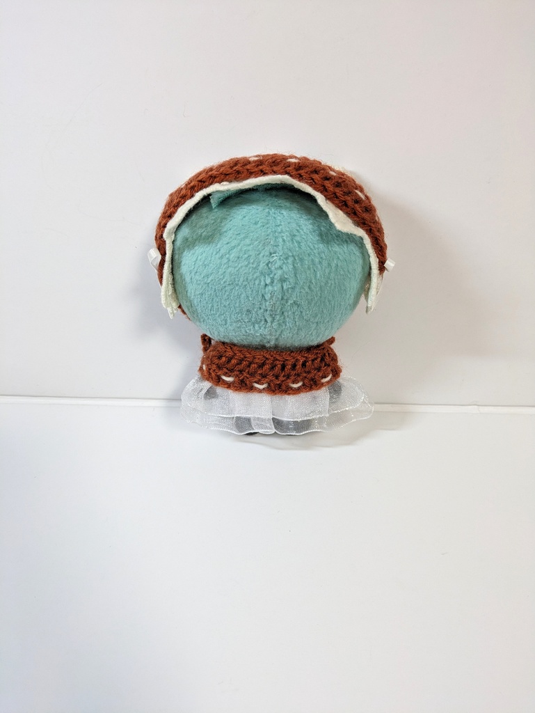 ぬい服10cm ニットヘッドドレス&ケープセット 『チュールレース・オレンジブラウン』