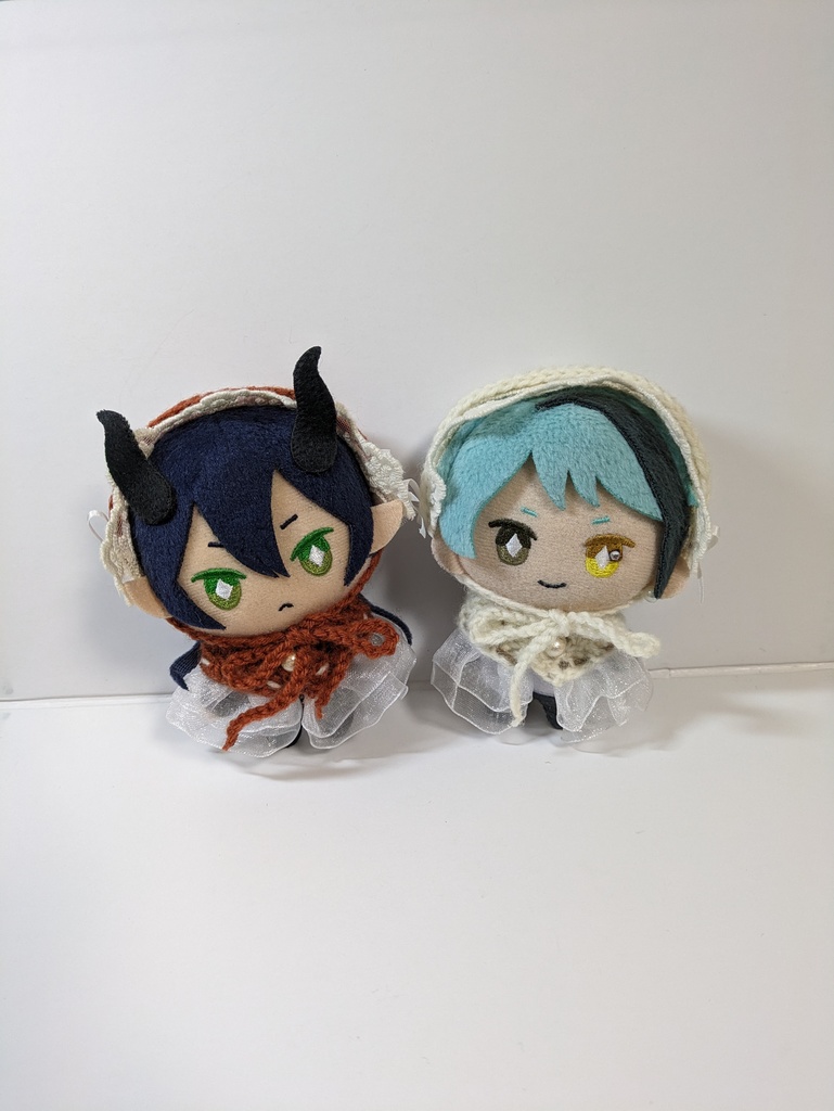 ぬい服10cm ニットヘッドドレス&ケープセット 『チュールレース・オレンジブラウン』