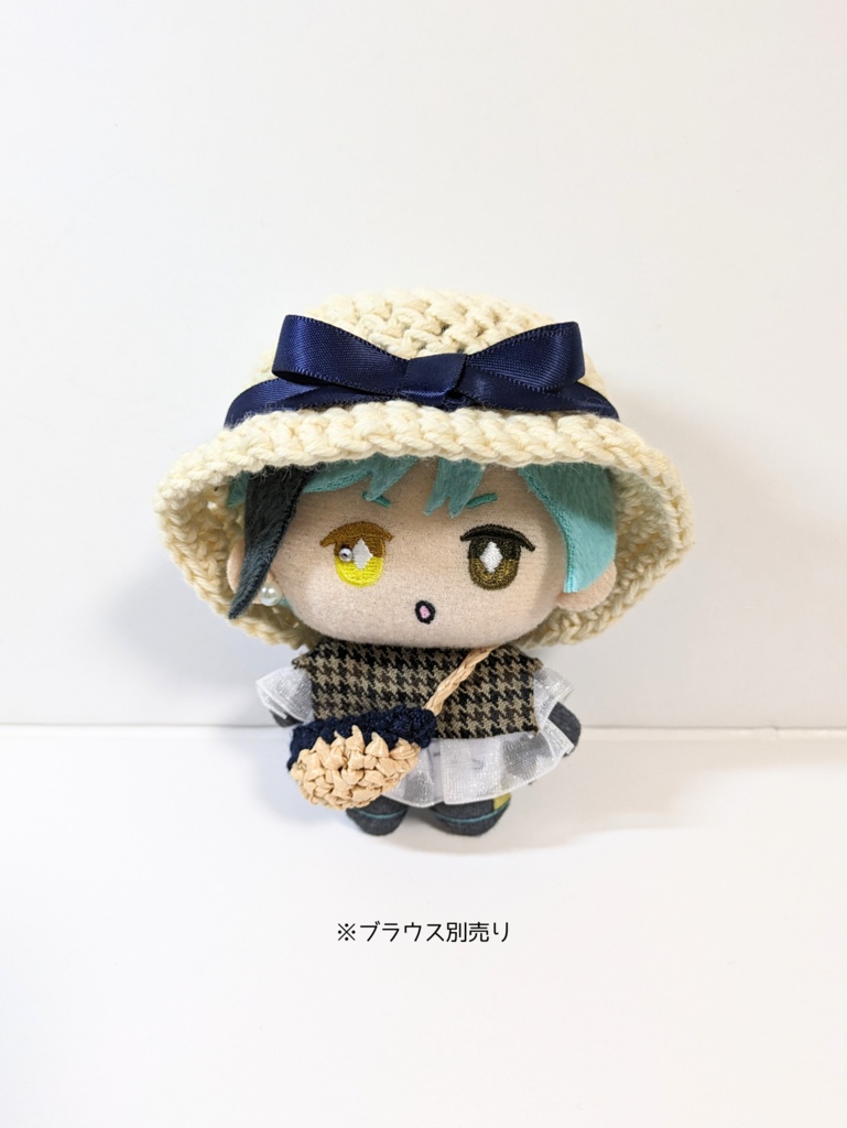 ぬい服10cm サテンリボン付きコットンハット&かごバッグセット