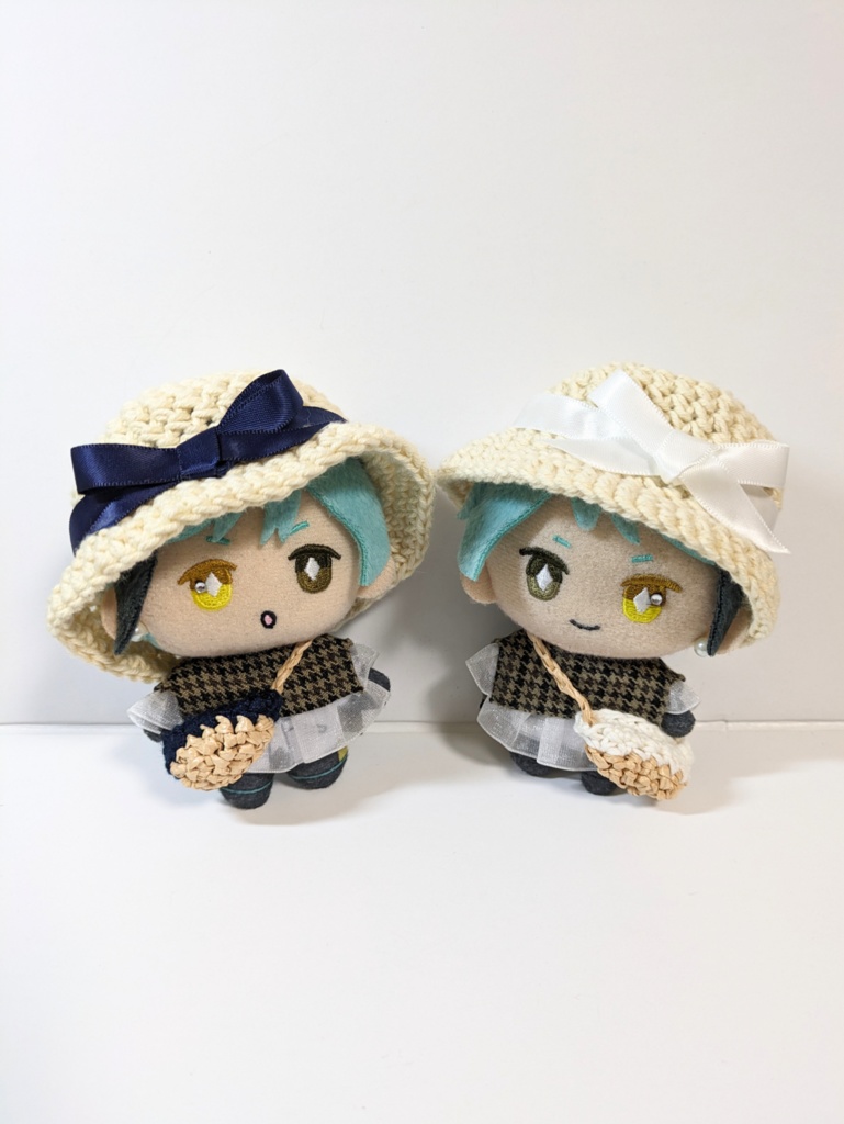 ぬい服10cm サテンリボン付きコットンハット&かごバッグセット