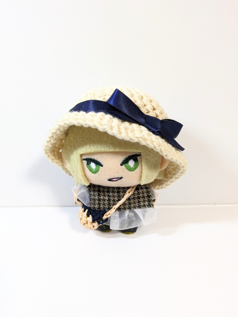 ぬい服10cm サテンリボン付きコットンハット&かごバッグセット