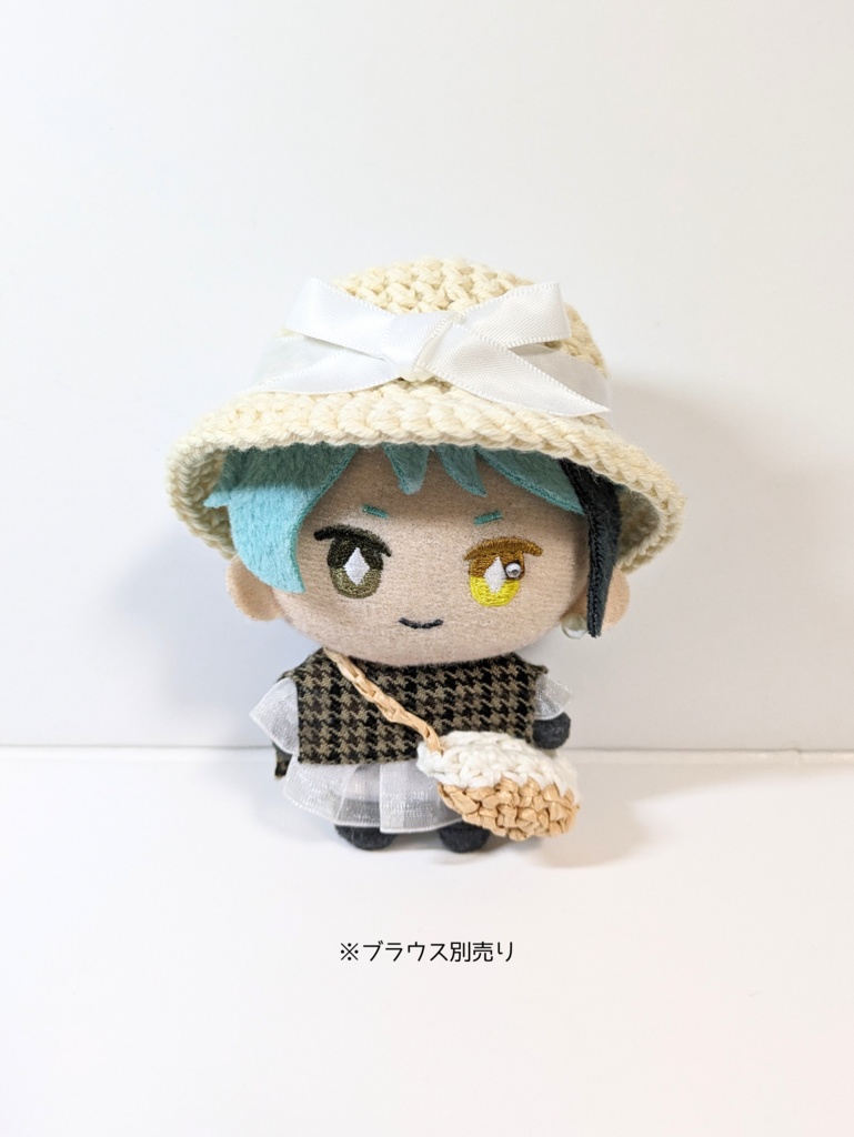 ぬい服10cm サテンリボン付きコットンハット&かごバッグセット