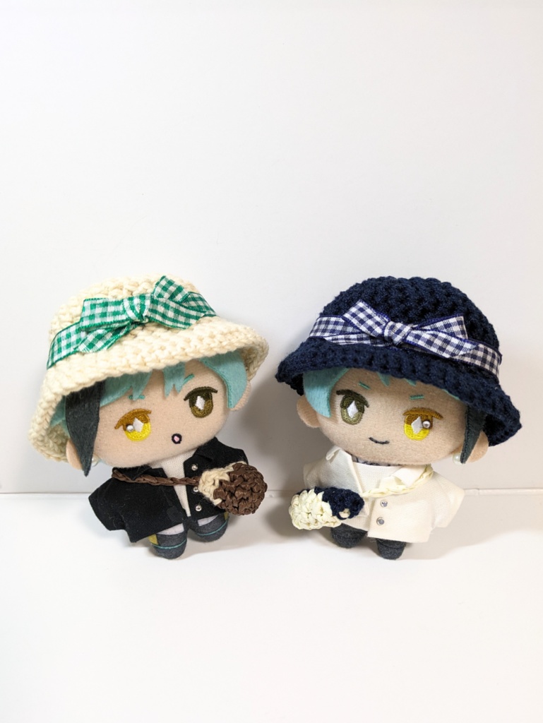 ぬい服10cm ギンガムチェックハット&かごバッグセット