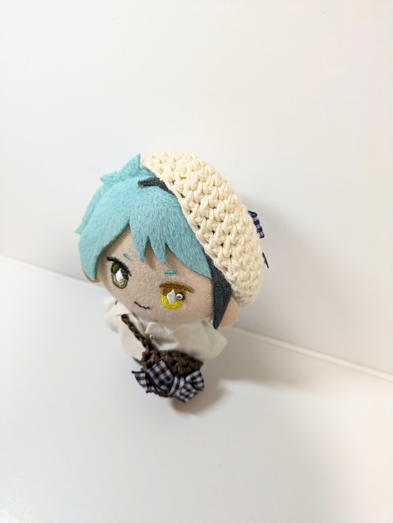 ぬい服10cm お揃いリボンベレー&かごバッグセット ネイビーver.