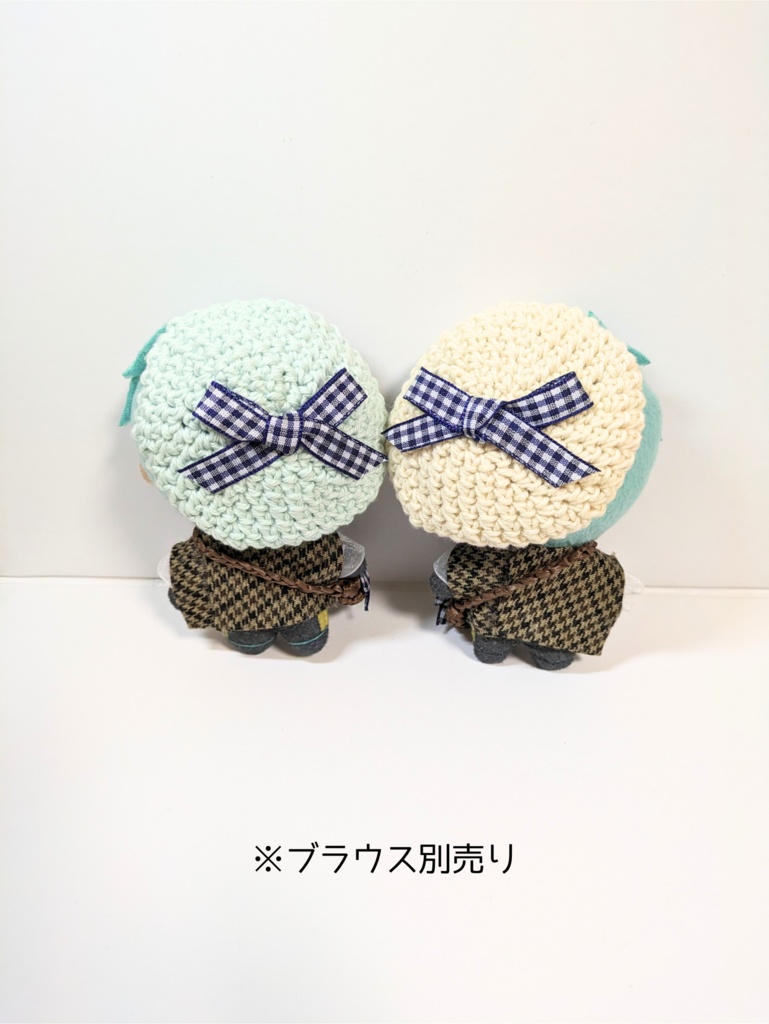ぬい服10cm お揃いリボンベレー&かごバッグセット ネイビーver.