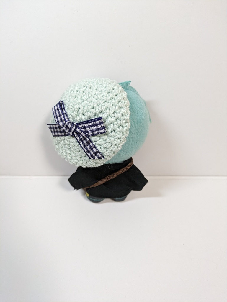 ぬい服10cm お揃いリボンベレー&かごバッグセット ネイビーver.
