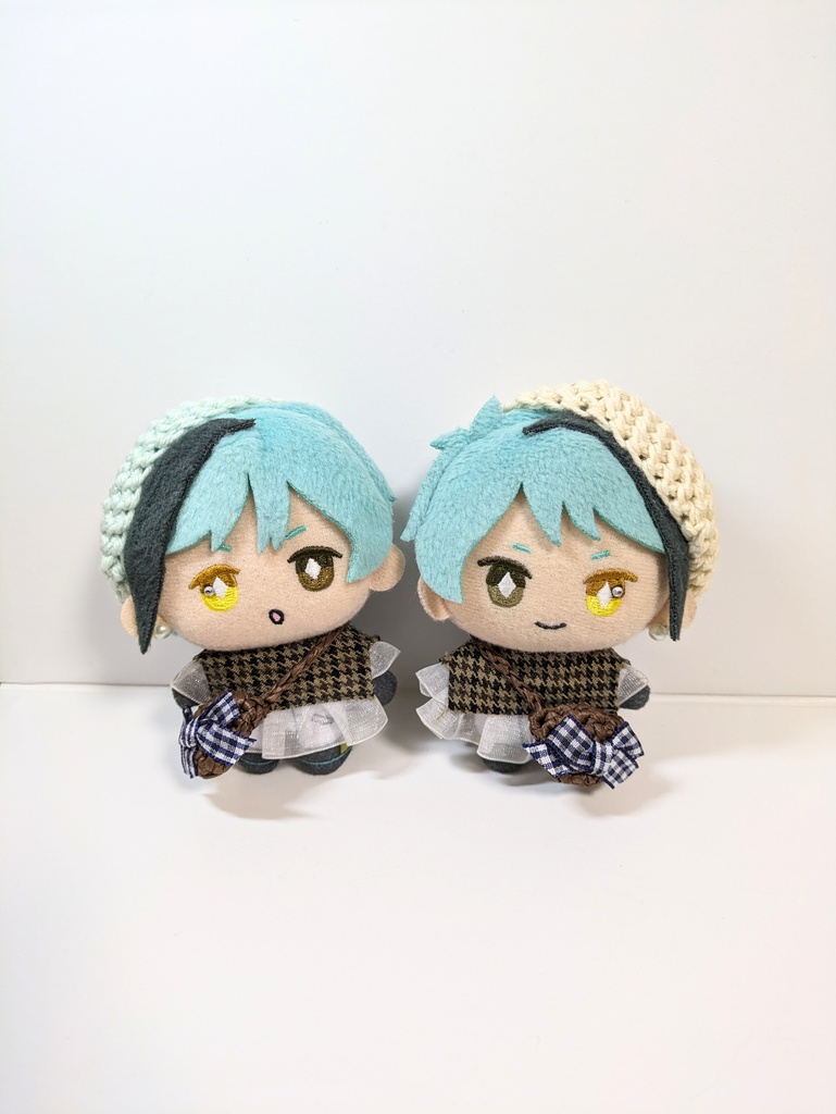 ぬい服10cm お揃いリボンベレー&かごバッグセット ネイビーver.