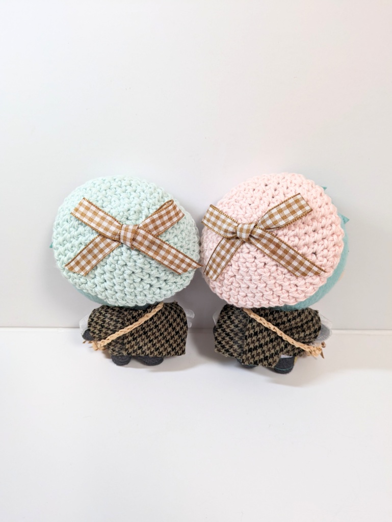 ぬい服10cm お揃いリボンベレー&かごバッグセット コーヒーブラウンver.