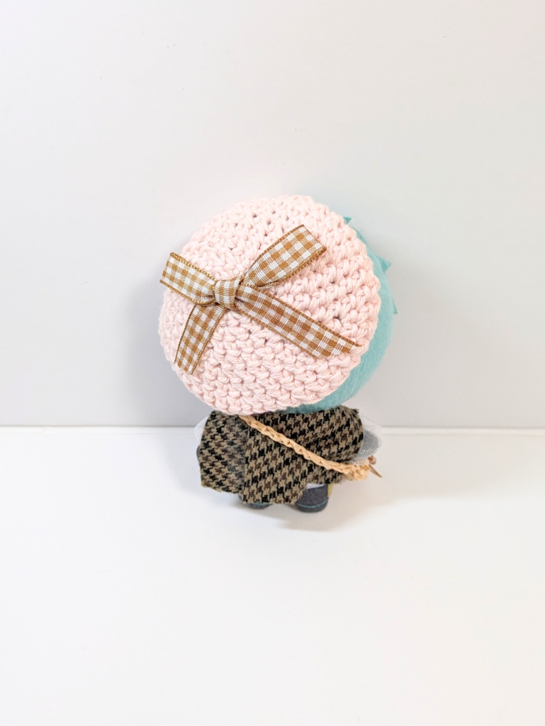 ぬい服10cm お揃いリボンベレー&かごバッグセット コーヒーブラウンver.