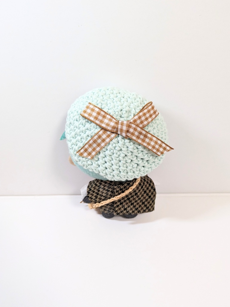 ぬい服10cm お揃いリボンベレー&かごバッグセット コーヒーブラウンver.