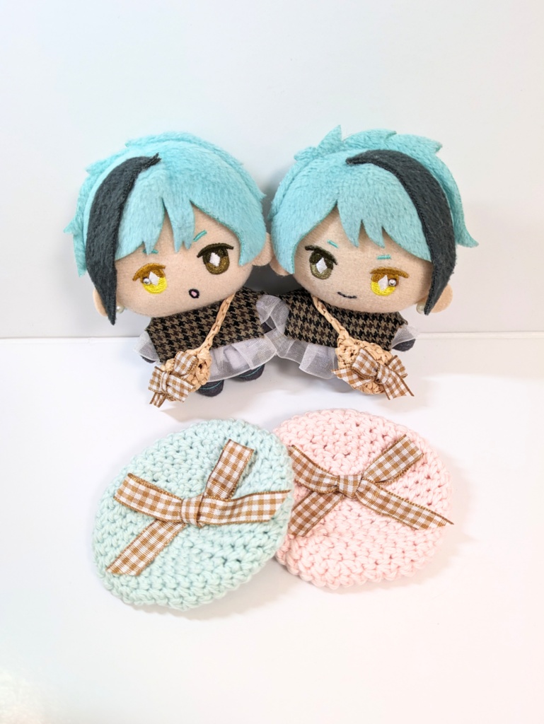 ぬい服10cm お揃いリボンベレー&かごバッグセット コーヒーブラウンver.