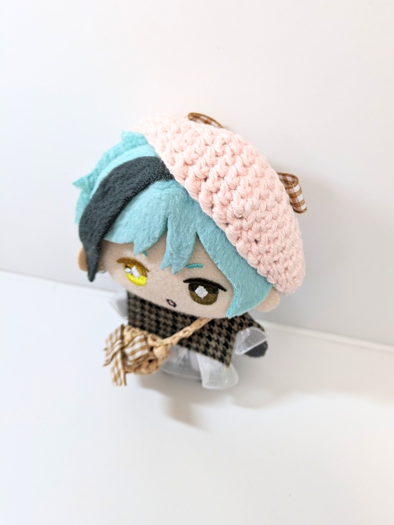 ぬい服10cm お揃いリボンベレー&かごバッグセット コーヒーブラウンver.