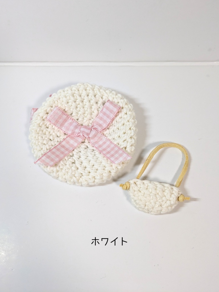 ぬい服10cm お揃いリボンベレー&かごバッグセット ピンクver.