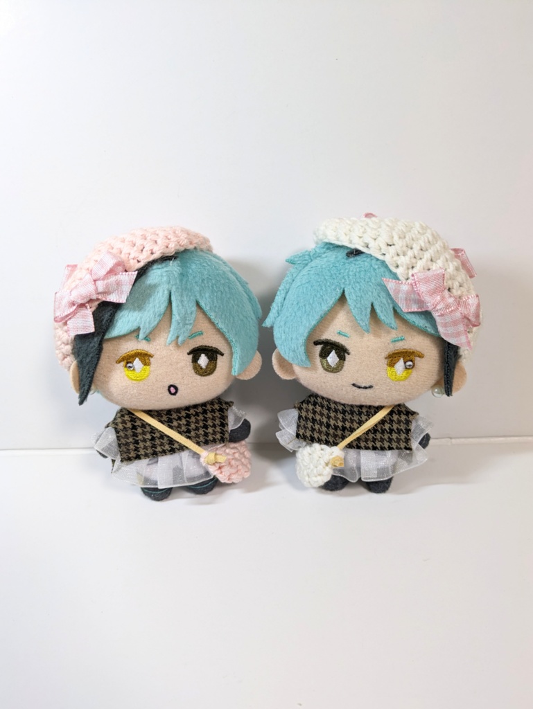 ぬい服10cm お揃いリボンベレー&かごバッグセット ピンクver.