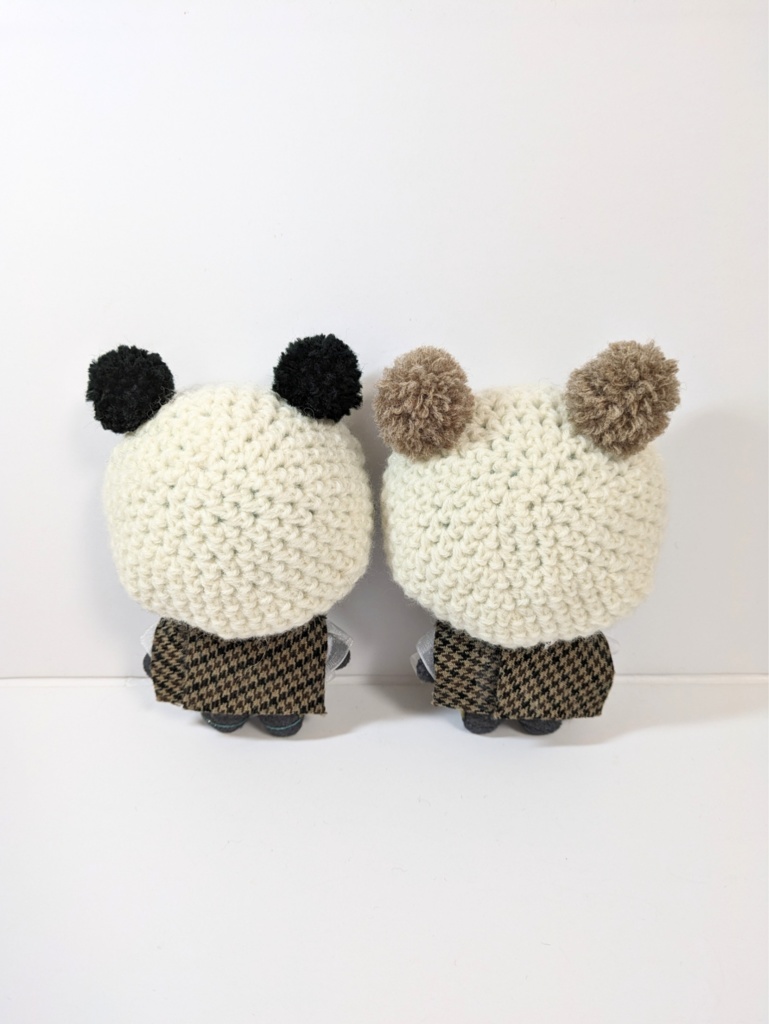 ぬい服10cm ぽんぽん耳のくまさんベレー『くま・ぱんだ』