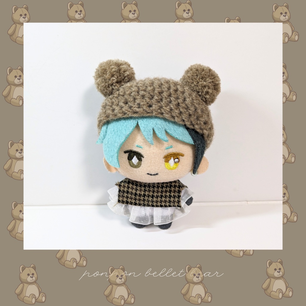 ぬい服10cm ぽんぽん耳のくまさんベレー『くま・ぱんだ』　